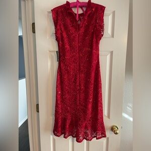 Red, Lace Dress with lining Size 8